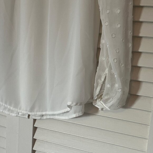 Anthropologie HD in Paris Josie Clipdot Blouse 4 white chiffon sleeves - Picture 4 of 10